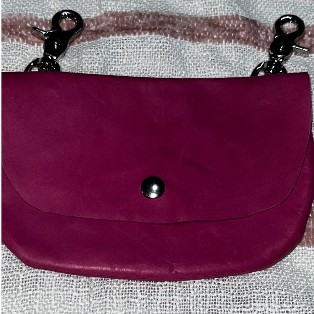 Ironbearjewelry Magenta Pink Leather Clip On Hip Pouch Belt Loop Bag Swivel Snap